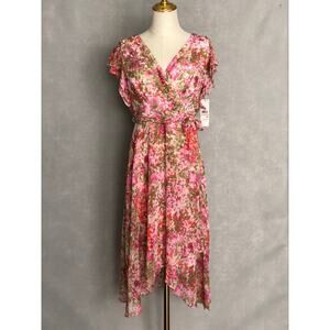 DKNY Flutter Sleeve Dress Women's Size 2 Tie-Waist NEW